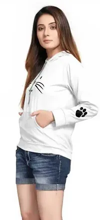 Cat Print Full Sleeve White Sweatshirt Hoodies For Women-thumb2