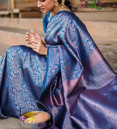 Beautiful Silk Blend Woven Design Sarees with Blouse piece