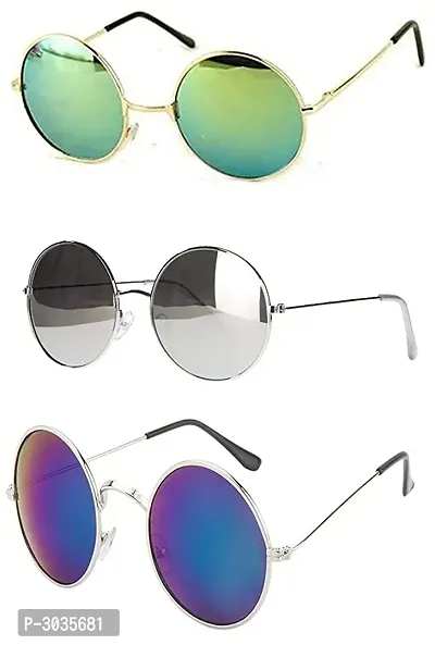 Mirrored Round Sunglasses Pack of 3 For Men