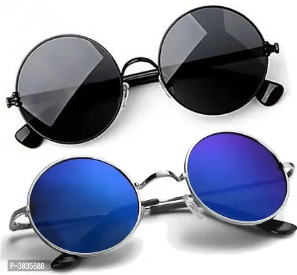 Mirrored Round Sunglasses Pack of 2 For Men-thumb2