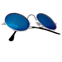 Blue  Round Shape Uv Protection Sunglasses For Men & Women-thumb1