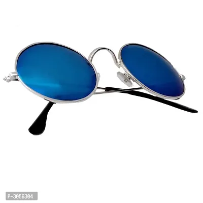 Blue  Round Shape Uv Protection Sunglasses For Men & Women-thumb2