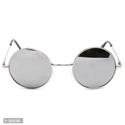 Silver  Round Shape Uv Protection Sunglasses For Men  Women