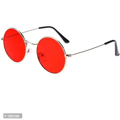 Red  Round Shape Uv Protection Sunglasses For Men  Women
