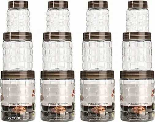 Plastic Container Set Of 12 Pcs - 500 Ml, 1000 Ml, 200 Ml Plastic Fridge Container, Spice Container, Tea Coffee  Sugar Container, Grocery Container, Utility Box