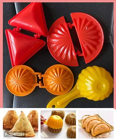 Classic Plastic Gujiya Samosa Kachori Making Mould Set With Ladoo Mould Combo Pack Of 4-thumb0