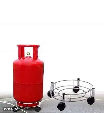 New Classic Stainless Steel Cylinder Trolley Movable with Wheels/LPG Cylinder Stand/Gas Trolly (only Trolly)-thumb0