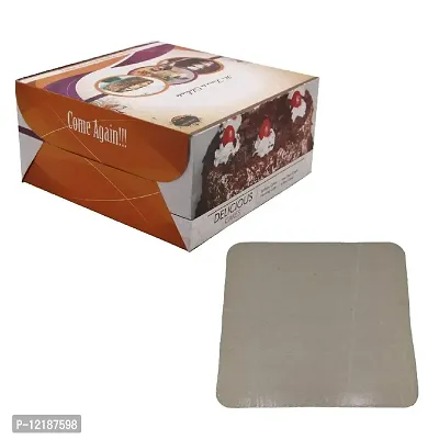 Aumni Crafts Cake Packing Paper Box Random Print Design with Cardboard Square Stand Base Boards-thumb3