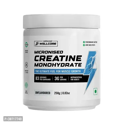 Wellcore - Pure Micronised Creatine Monohydrate (250g, 83 Servings) Unflavoured | Lab Tested | Rapid Absorption | Enhanced Muscle strength  Power | Fast Recovery | Increased Muscle Mass|Powder-thumb0