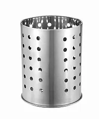 Stainless Steel Cutlery Holder Case Spoon Holder Perforated Stainless Steel Multipurpose Spoon Stand for kitchen | Pen Stand | Cutlery Stand | Spoon Holder for Kitchen  Dining Table(Holds 30 Pieces)-thumb1