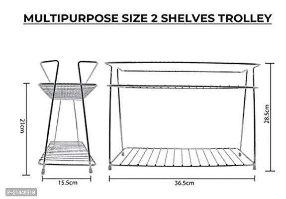 NAVEE Rack Shelf for Cookware Spices 2-Tier Trolley Container Organizer Stand Multipurpose Kitchen Storage Shelf Utensil Jar Holder Stand Rack 2 Shelf Kitcehn Storage Rack (17x35x27 cm)-thumb5