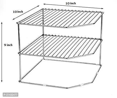 NAVEE Stainless Steel 3 Tier Corner Shelf Rack for Spice Box, Plates, Bowls  Cups in Kitchen/Storage Shelf/Dish Rack/Storage Rack for Kitchen(Chrome Finish)-thumb2