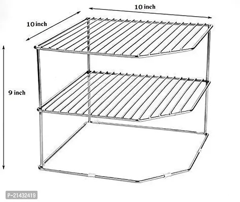 NAVEE Stainless Steel 3-Tier Storage Rack for Corners, Multipurpose Stainless Steel Kitchen Plate Dish Corner Shelf Rack Stand Holder-thumb4