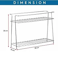 Stainless Steel Kitchen Rack, Kitchen Organizer and Space Saver, Counter top Stainless Steel Kitchen Stand 2-Tier Trolley Basket for Boxes Utensils Dishes Plates for Home-thumb1