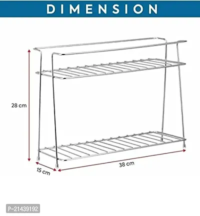 Stainless Steel Kitchen Rack, Kitchen Organizer and Space Saver, Counter top Stainless Steel Kitchen Stand 2-Tier Trolley Basket for Boxes Utensils Dishes Plates for Home-thumb2