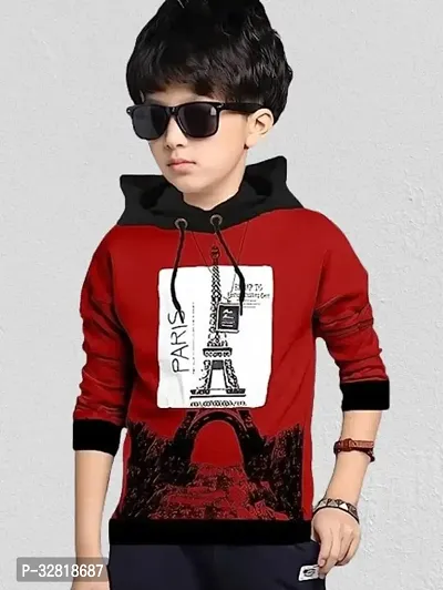 Stylish Maroon Cotton Blend Printed Tees For Boys-thumb0