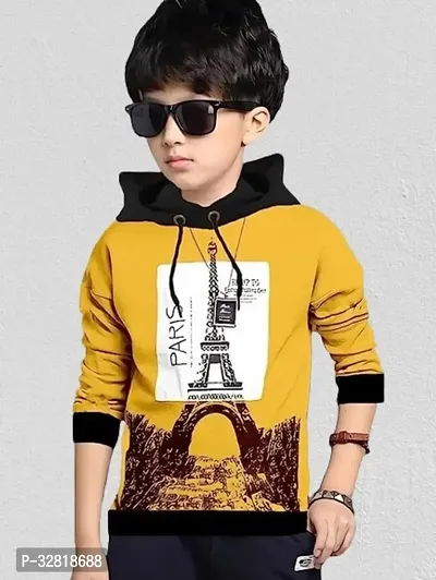 Stylish Yellow Cotton Blend Printed Tees For Boys-thumb0