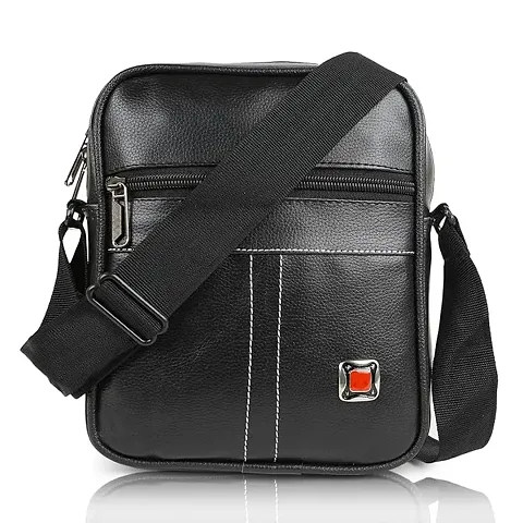 ROMOFY PU Leather Messenger Crossbody Shoulder Bag for Men Work Business Casual Adjustable straps