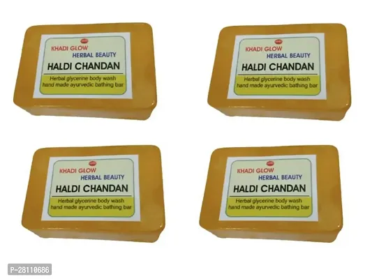Khadi Glow Herbal Beauty Haldi Chandan Glycerine Soap Pack Of 4