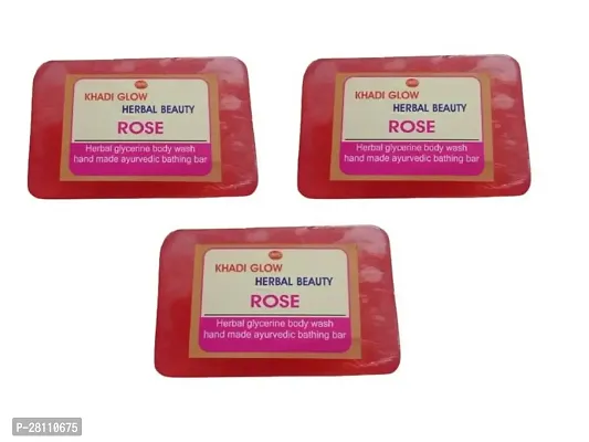 Khadi Glow Herbal Beauty Rose Glycerine Soap Pack Of 3-thumb0
