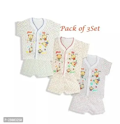Stylish Multicoloured Cotton Blend Tops with Shorts For Boys Pack Of 3-thumb0