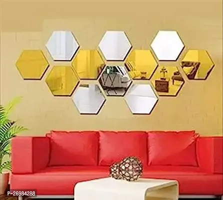 Designer Multicoloured Glass Mirrors Wall Decor Pack Of 12