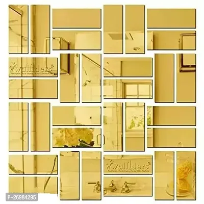 Designer Golden Glass Mirrors Wall Decor Pack Of 32-thumb0