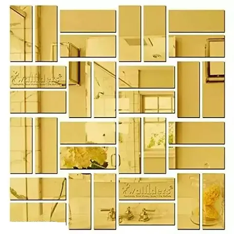 Designer Golden Glass Mirrors Wall Decor Pack Of 32