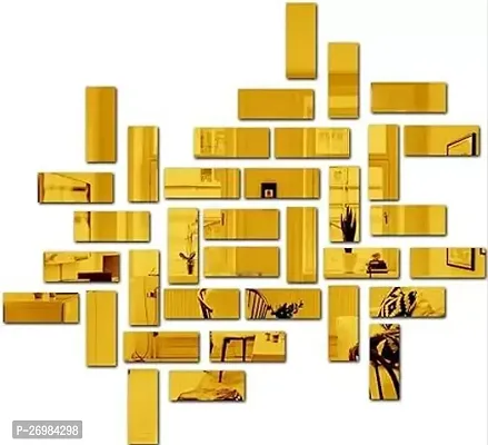 Designer Golden Glass Mirrors Wall Decor Pack Of 30