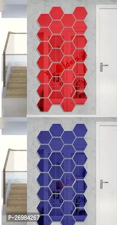 Designer Multicoloured Glass Mirrors Wall Decor Pack Of 56