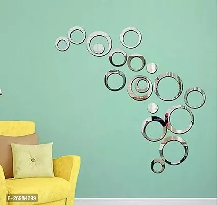 Designer Silver Glass Mirrors Wall Decor Pack Of 18