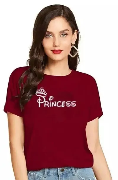 Cintia? Women Print Smile Tshirt | Half Sleve Princess | Regular Fit Ladies T Shirt for Women & Girls | Cotton Shirt for Women | T-Shirt for Women | Princess