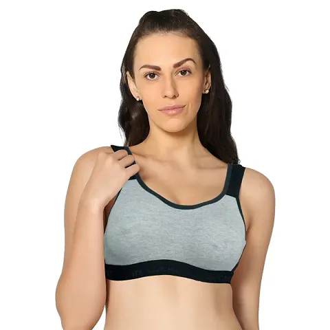 EDEN Lingerie Womens Non Padded Knitted Slip-On Sports Bra-Grey, |EDENSP01_Grey| Pack of 1