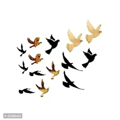 Bird Cartoon Wall Sticker, Diy Plastic Decorative Wall Decor Stickers Anti Slip Wide Application For Bedroom For Living Room(Gold)