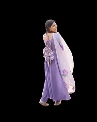 Women's Beautiful Purple Poly Silk Anarkali Solid Kurta, Bottom and Dupatta Set-thumb3