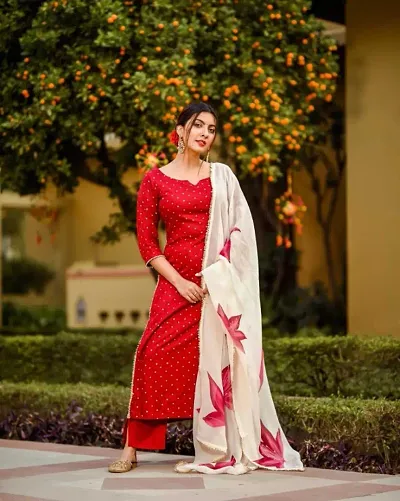 Bollywood Style Rayon Stylish Kurta With Palazzo & Dupatta