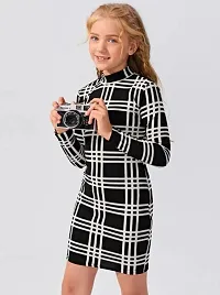 Stylish Black Striped Fit and Flare Dress For Baby Girls-thumb3