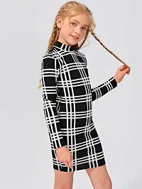 Stylish Black Striped Fit and Flare Dress For Baby Girls-thumb4