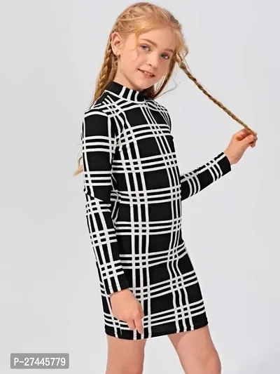 Stylish Black Striped Fit and Flare Dress For Baby Girls-thumb5