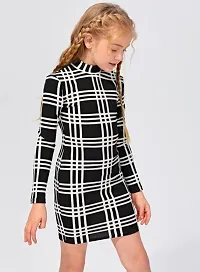Stylish Black Striped Fit and Flare Dress For Baby Girls-thumb1