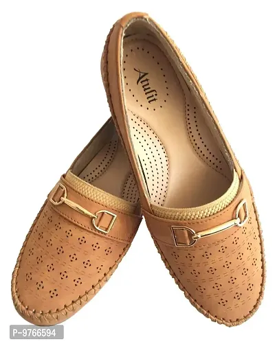 Atulit Casual Stylish/Formal Bellies/Loafers/Shoes for Girls/Women (Tan, Numeric_4)-thumb2