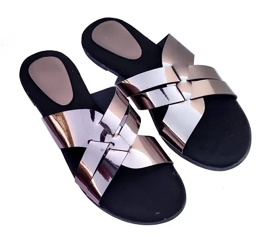 Atulit Stylish and Comfortable Sandals or Flats for Girls and Women (Silver, Numeric_5)