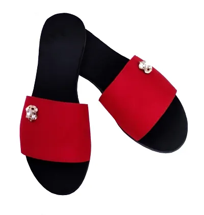 Atulit Stylish and Comfortable Slippers or Flats for Girls and Women (Red, Numeric_8)
