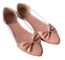 Atulit Women?s Ballet Flats |Ballerinas Shoes | Patent Bellies for Girls |Lightweight Bellies for Women(Peach,Size:-5)-thumb1