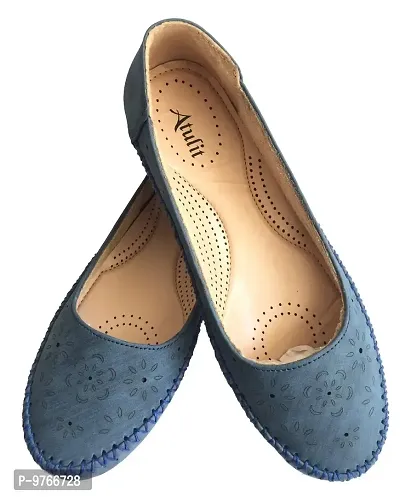 Atulit Casual Stylish Bellies Slippers Slip-on's Shoes for Women and Girls (Blue, Numeric_4)-thumb2