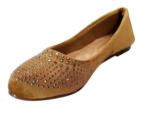 Atulit Stylish and Fashionable Bellies/Belly Shoes for Women and Girls (Tan, Numeric_8)