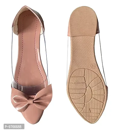 Atulit Women?s Ballet Flats |Ballerinas Shoes | Patent Bellies for Girls |Lightweight Bellies for Women(Peach,Size:-5)-thumb3