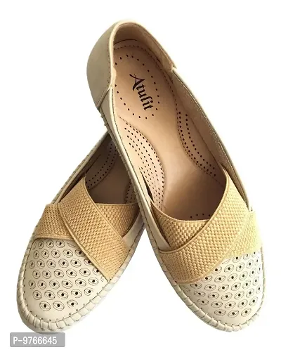 Atulit Women's Stylish Bellies/Belly Shoes, Cream-thumb2