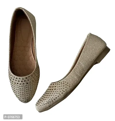 Atulit Women?s Ballet Flats |Ballerinas Shoes | Suede Bellies for Girls |Lightweight Bellies for Women (Bronze, Numeric_4)