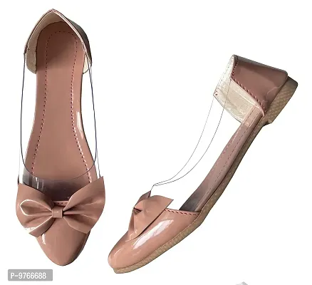 Atulit Women?s Ballet Flats |Ballerinas Shoes | Patent Bellies for Girls |Lightweight Bellies for Women(Peach,Size:-5)-thumb0
